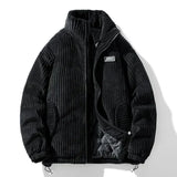 Mascha Cordjacke, schwarzer gerippter Cord mit Reißverschluss und Innenfutter