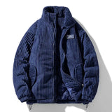 Mascha Cordjacke, dunkelblauer gerippter Cord mit Reißverschluss und Innenfutter