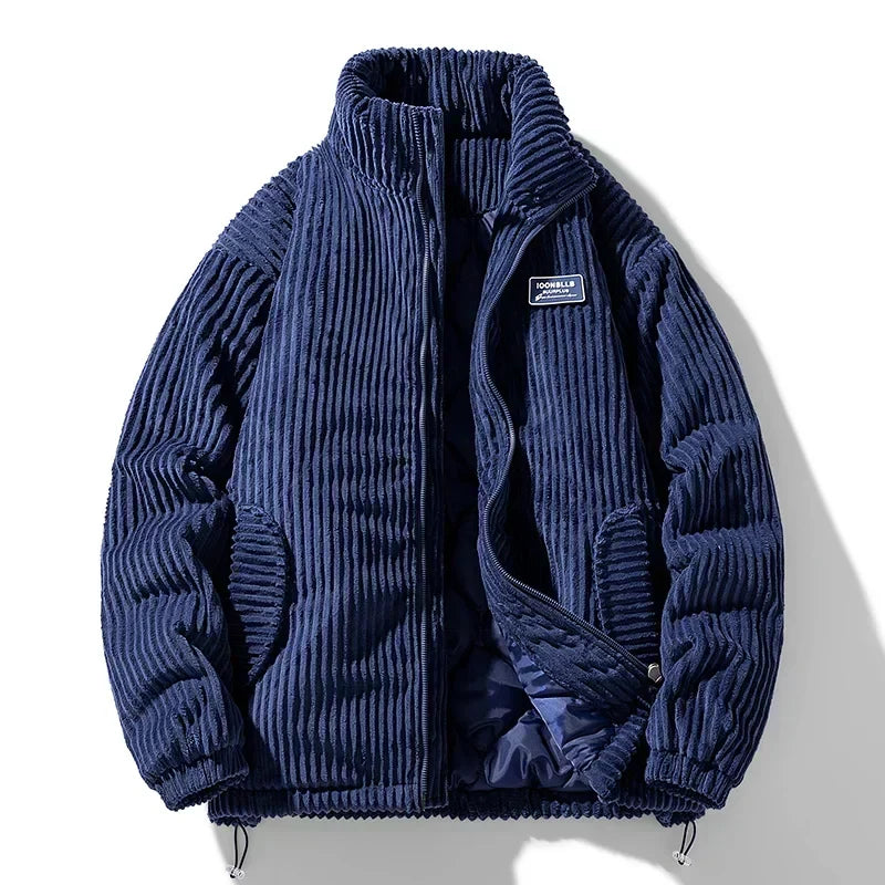 Mascha Cordjacke, dunkelblauer gerippter Cord mit Reißverschluss und Innenfutter