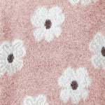 Pullover mit Reißverschlusskragen, rosa Strick mit weißem Blumenmuster und dunklen Punkten