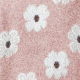 Pullover mit Reißverschlusskragen, rosa Strick mit weißem Blumenmuster und dunklen Punkten
