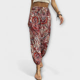 Scarlett Hose mit ethnischer Paisley-Grafik, bunte Haremform mit weitem Bein