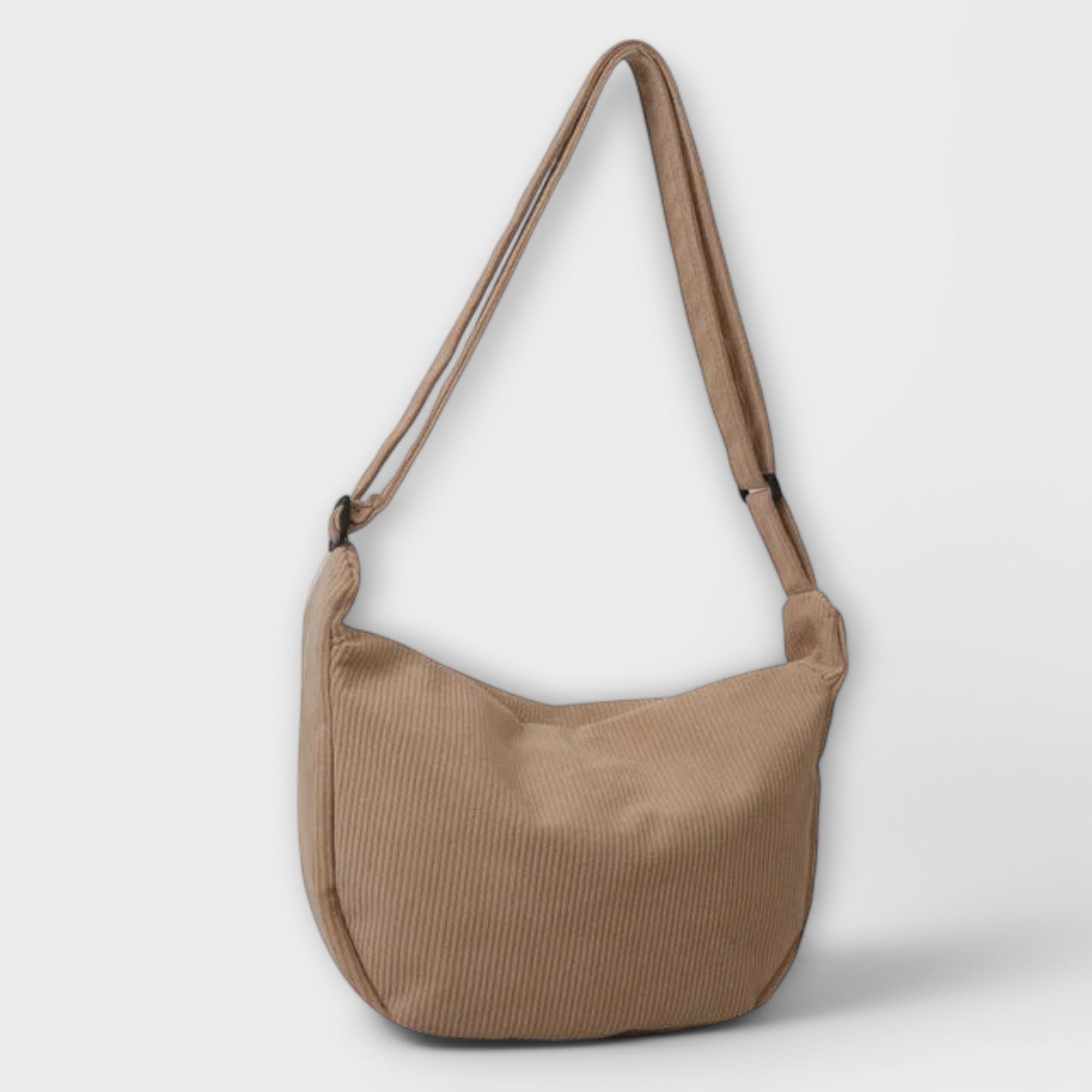Khakibraune Cordura-Schultertasche, halbmondförmig, mit Schulterriemen und Wolkenanhänger