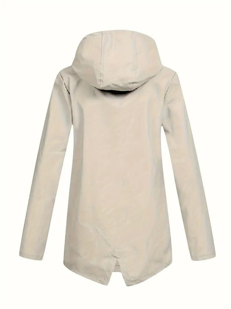 Damen-Kapuzenpullover mit Kapuze, hellem beigem Außenmaterial und Reißverschluss