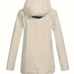 Damen-Kapuzenpullover mit Kapuze, hellem beigem Außenmaterial und Reißverschluss