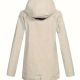 Damen-Kapuzenpullover mit Kapuze, hellem beigem Außenmaterial und Reißverschluss