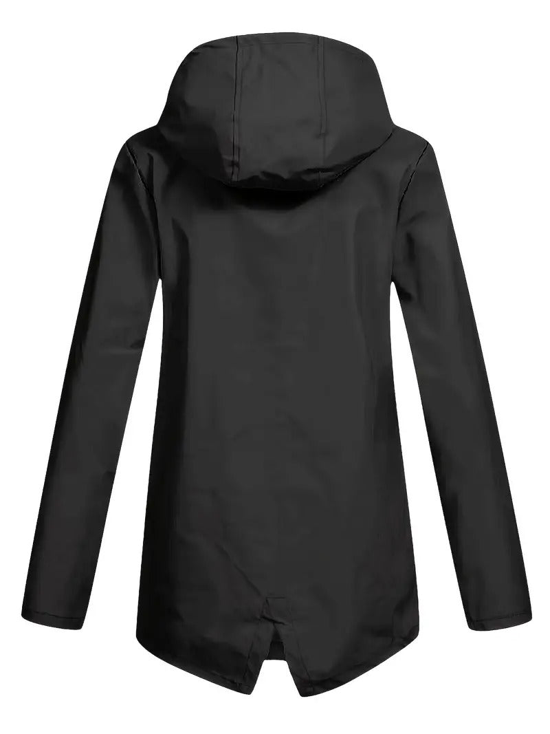 Damen-Kapuzenpullover mit Kapuze, schwarzem Außenmaterial und Reißverschluss