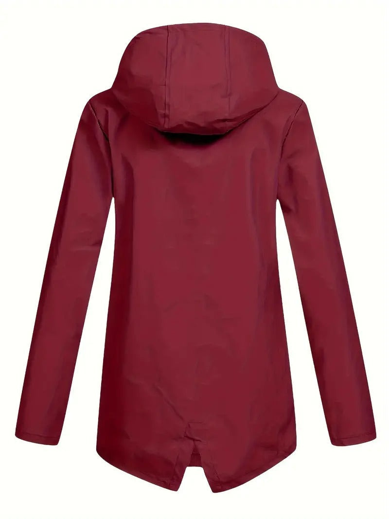 Damen-Kapuzenpullover mit Kapuze, weinrotem Außenmaterial und Reißverschluss
