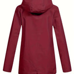 Damen-Kapuzenpullover mit Kapuze, weinrotem Außenmaterial und Reißverschluss