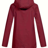 Damen-Kapuzenpullover mit Kapuze, weinrotem Außenmaterial und Reißverschluss