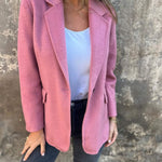 Lässige Jacke mit Revers, lange Ärmel, Knopfverschluss, Rosé