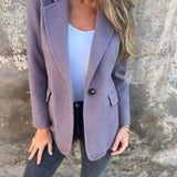 Lässige Jacke mit Revers, lange Ärmel, Knopfverschluss, Flieder