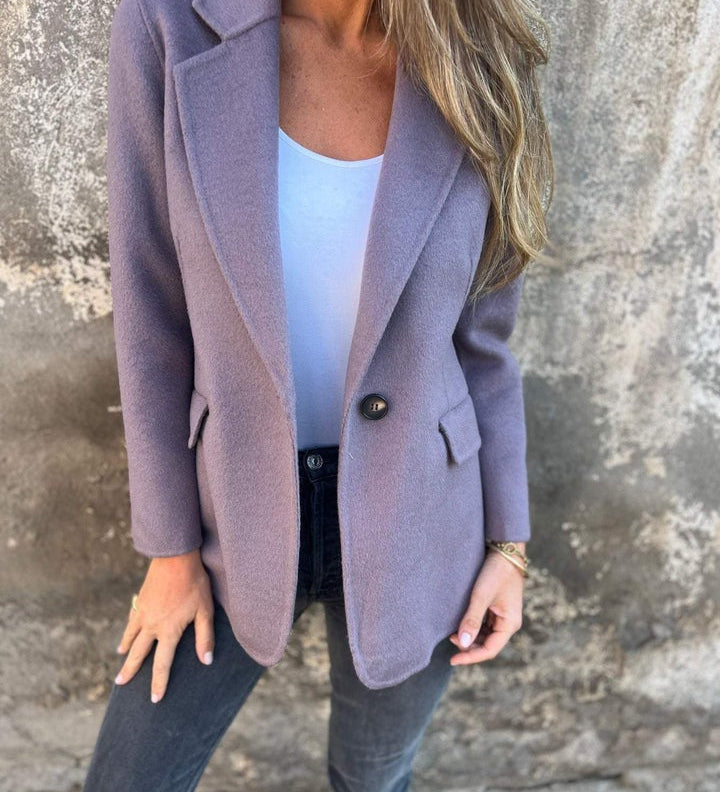 Lässige Jacke mit Revers, lange Ärmel, Knopfverschluss, Flieder