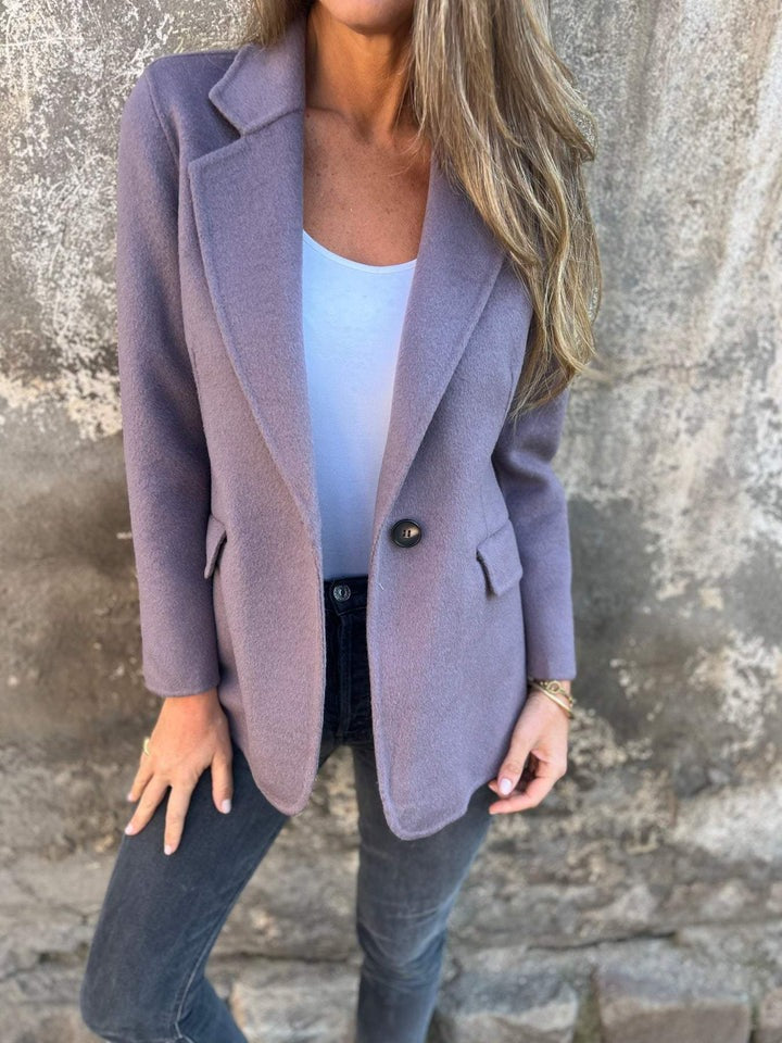 Lässige Jacke mit Revers, lange Ärmel, Knopfverschluss, Flieder