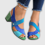 Schicke orthopädische Sandalen in Blau und Türkis mit Fersenriemen und Knöchelperlen