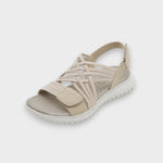 Orthopädische Komfortsandale in Beige mit Schnürung und Klettverschluss