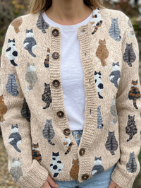 Sabine | Strickjacke mit Katzen-Design