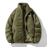 Mascha Cordjacke, grün gerippter Cord mit Reißverschluss und warmem Innenfutter