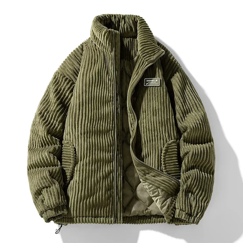 Mascha Cordjacke, grün gerippter Cord mit Reißverschluss und warmem Innenfutter