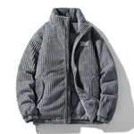 Mascha Cordjacke, grauer gerippter Cord mit Reißverschluss und Taschen vorn