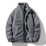 Mascha Cordjacke, grauer gerippter Cord mit Reißverschluss und Taschen vorn