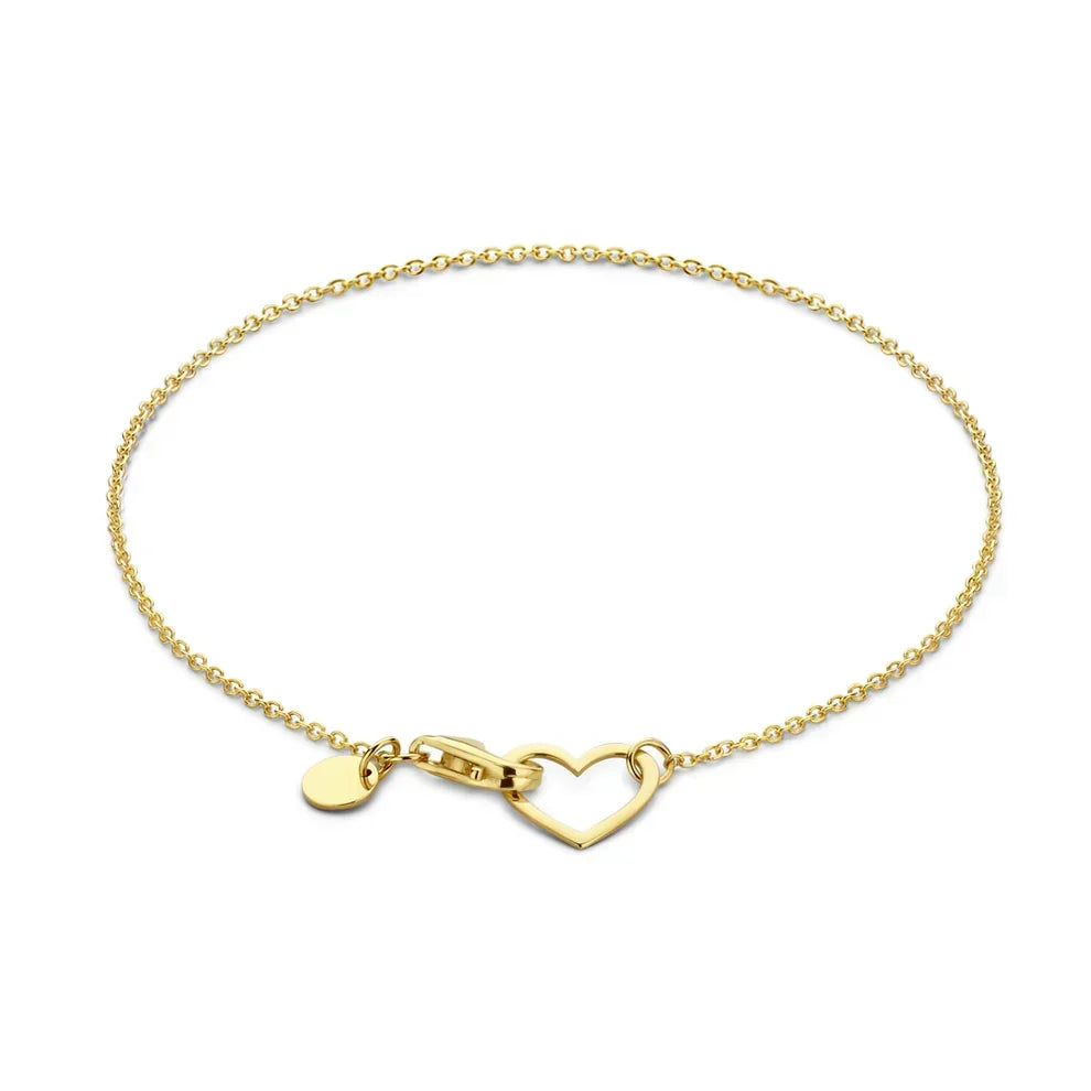 Goldfarbenes Armband mit Herz-Anhänger und Karabinerverschluss