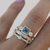 Ozean - Vintage-Blaue Kristallring-Set