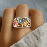Classic Vintage Ring with Bunter Zirkonia
