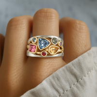 Classic Vintage Ring with Bunter Zirkonia