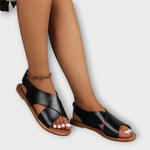 Schwarze Damen-Sandalen mit Schnalle, offene Zehen, Riemen vorne mit Schmuck