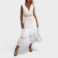 Ninfea  Ärmelloses Boho-Midikleid mit Spitzenakzenten