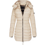 Elise lange Daunenjacke mit Kapuze, Steppung und Reißverschluss, elfenbein