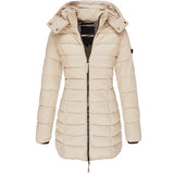 Elise lange Daunenjacke mit Kapuze, Steppung und Reißverschluss, elfenbein