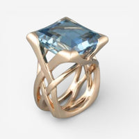 Vintage-Inspirierter Ring mit Blauem Zirkon in Roségold