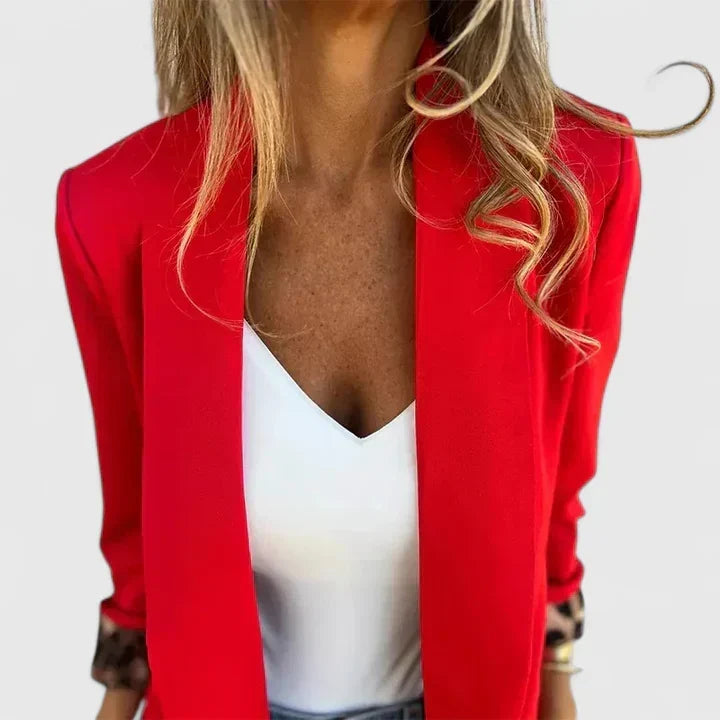 Rosavionne eleganter Blazer in Rot, mit Revers und einreihiger Front