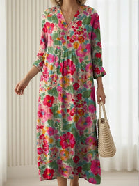 Hildegard | Maxikleid mit Aquarell-Blumenmuster