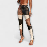 Calliope Röhrenhose mit Farbblockmuster in Braun, Schwarz und Creme