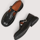 Komfortabsatzschuhe in Schwarz und Braun mit Riemen und Schnalle