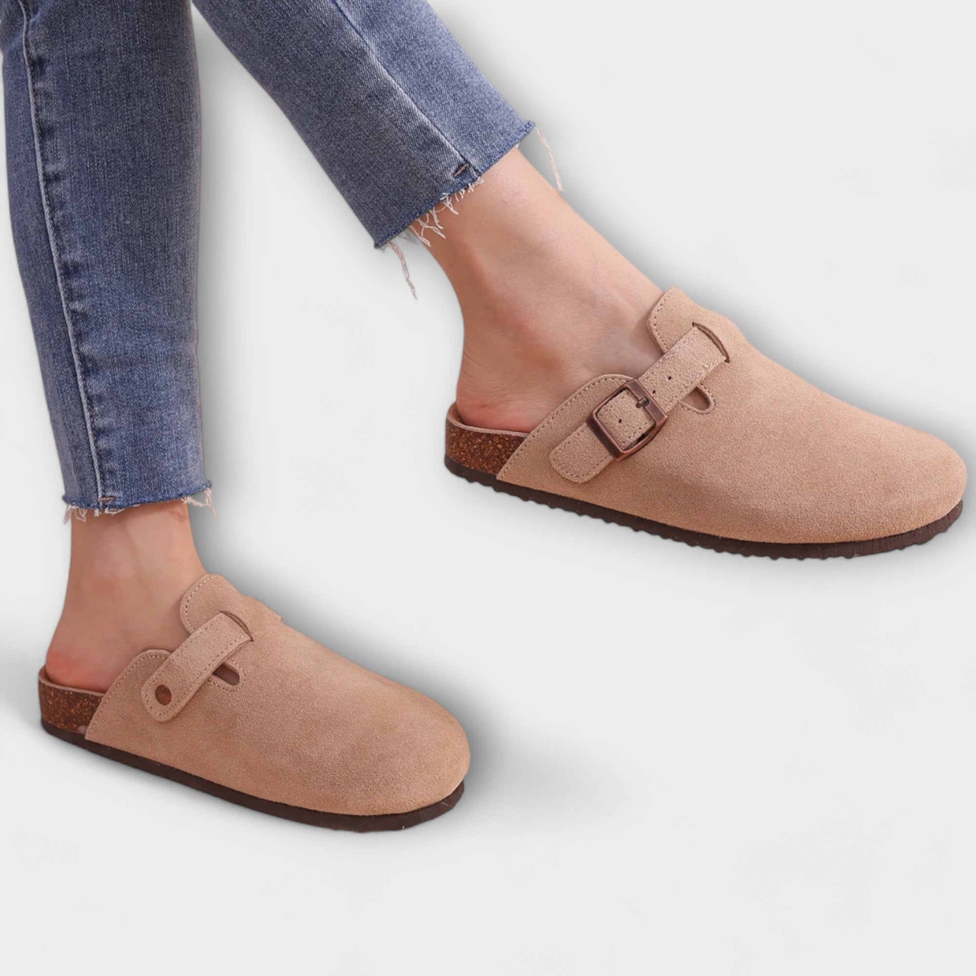 Orthopädische Komfortsandalen in Beige mit verstellbarem Riemen und gepolsterter Sohle