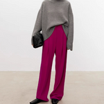 Grau melierter Rollkragenpullover mit langen Ärmeln und lockerer Silhouette