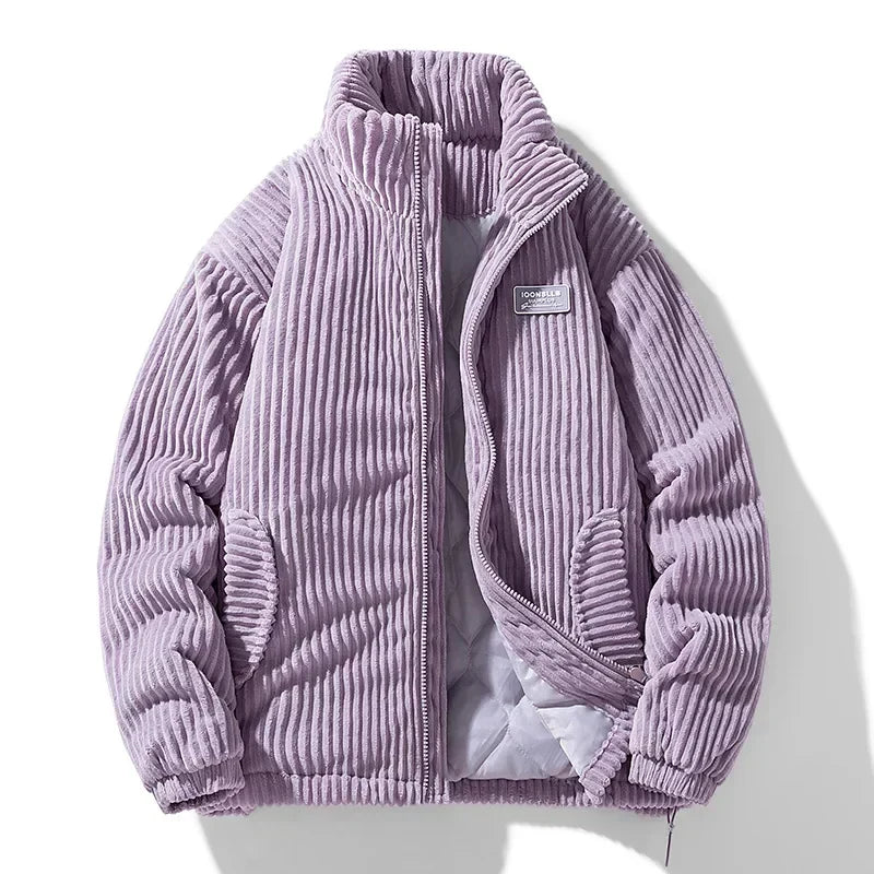 Mascha Cordjacke, lila gerippter Cord, Reißverschluss bis hoch, Seitentaschen