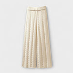 Strickhose mit Zopfmuster und weitem Bein, cremefarben