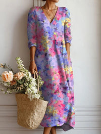 Petra | Midi-Kleid mit Aquarell-Print