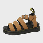 Braune Sandalen mit dicker Sohle, breite Riemen und Metall-Schnalle