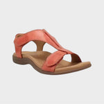 Orthopädische Sandale in Rosé mit breitem Riemen, offene Zehenpartie, Klettverschluss