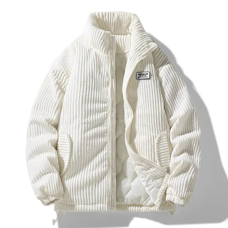 Mascha Cordjacke, hellbeige gerippter Cord mit Reißverschluss und Taschen vorn