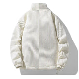 Mascha Cordjacke, weiß gerippter Cord, Rückansicht mit geradem Saum