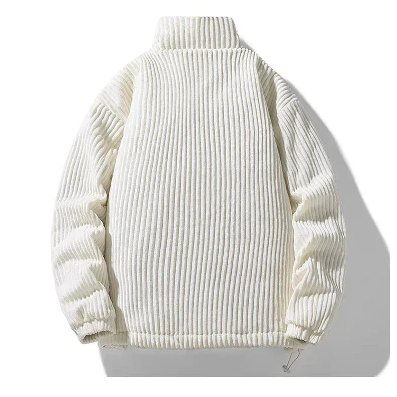 Mascha Cordjacke, weiß gerippter Cord, Rückansicht mit geradem Saum