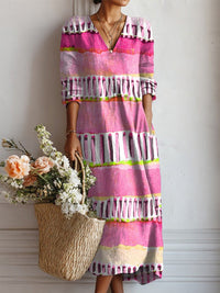Ute | Midi-Kleid mit Pinselstrich-Print