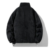 Cordjacke mit Stehkragen, dunkelschwarz, gerippter Cord-Optik, Reißverschluss vorn